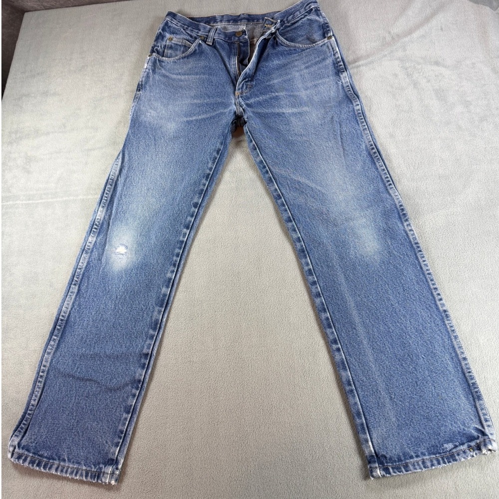 Wrangler Rugged Wear Mens Blue Medium Wash Straight Leg Denim Jean 39902PW 31x32